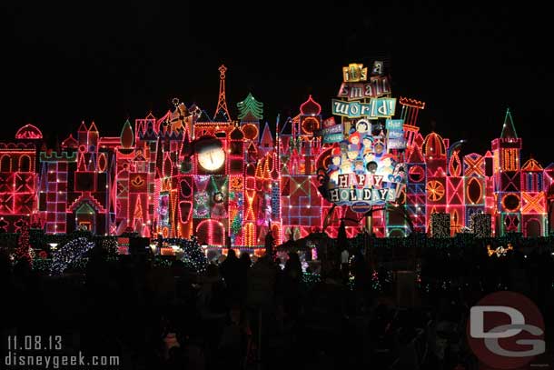 Small World Holiday lit up for the season.