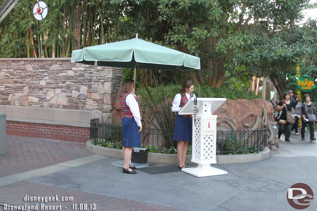 A Guest Relations kiosk.