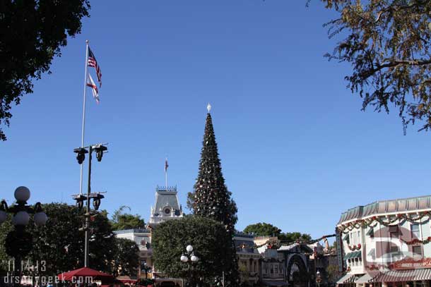 The tree is in Town Square and the rest of the Christmas decorations are up on Main Street now that the parade taping is over.