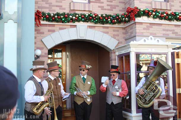 A band out performing Christmas songs.  I think they called the Main Street Brass, anyone know for sure to correct me?