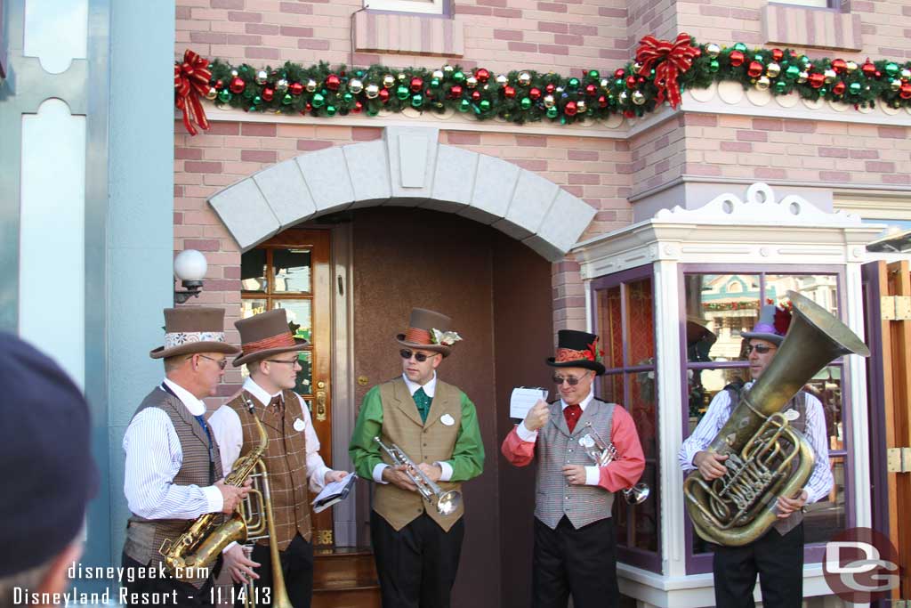 A band out performing Christmas songs.  I think they called the Main Street Brass, anyone know for sure to correct me?