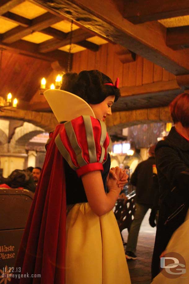 Instead stopped by the Village Haus to eat and midway through my meal Snow White showed up to greet guests right next to my table.