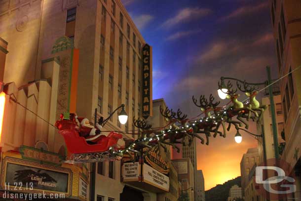 Santa and his reindeer on Hollywood Blvd.