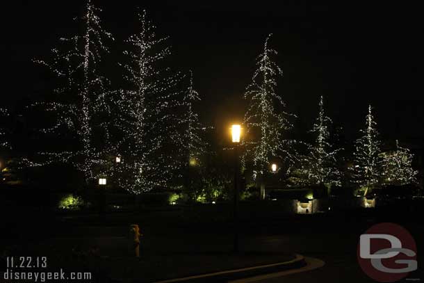 The trees out front of the hotel.