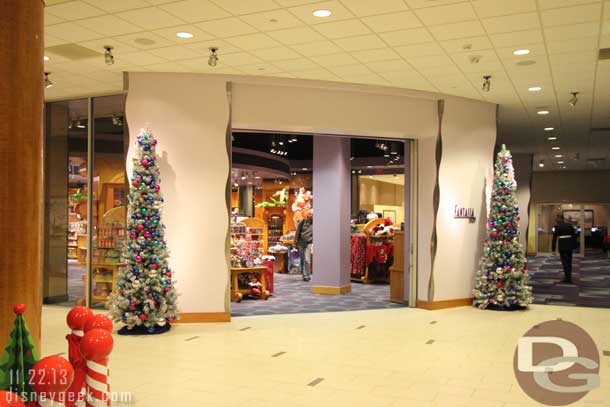 A couple small trees flank the Fantasia Shop