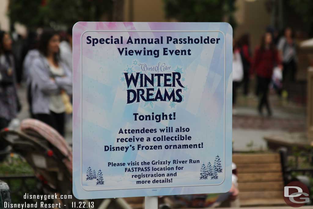 An Annual Passholder Event tonight.