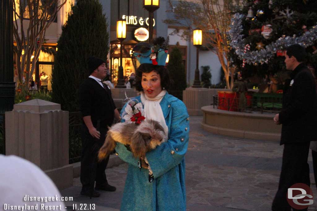 Time for the Tree Lighting.  The citizens, bell ringers, and characters all assemble at the tree.