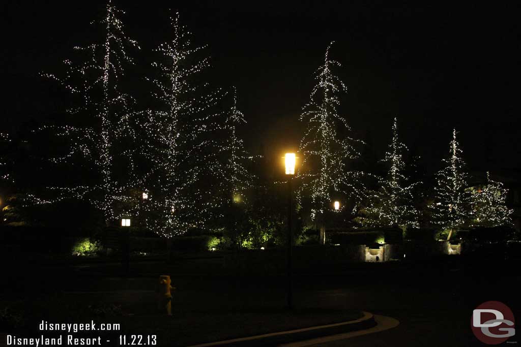 The trees out front of the hotel.