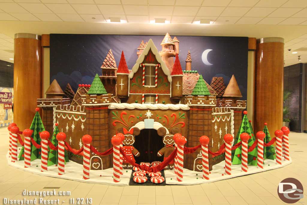 As you enter the Fantasy Tower Lobby there is a gingerbread Sleeping Beauty Castle