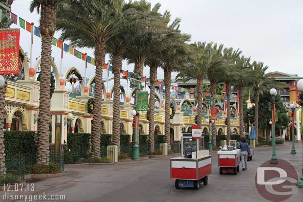 A parade of vending carts heading out this morning.