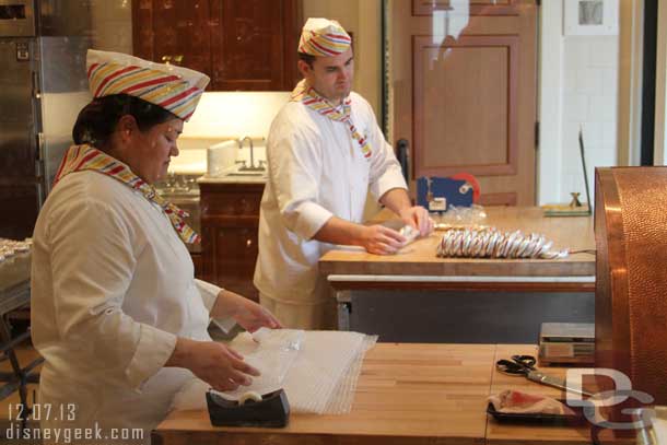 Today was a candy cane day at DCA.  Here they are packaging a batch