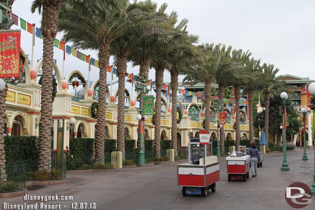 A parade of vending carts heading out this morning.