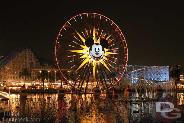 Paradise Bay was being set up for World of Color.  They were testing the fountains.