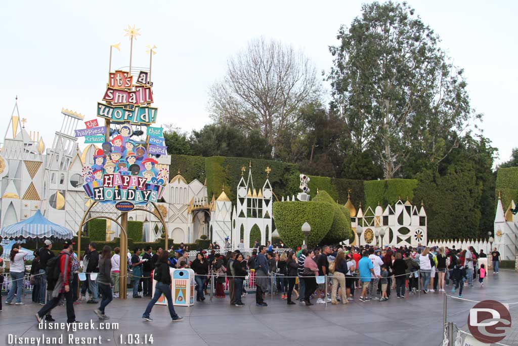 The queue for Small World Holiday.