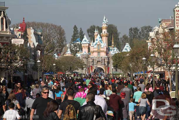 Snow remains on the castle but all the lights, garland, etc.. are put away until November already.