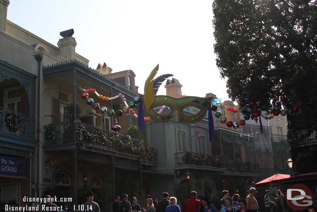 New Orleans Square still has some of its Christmas decorations up.