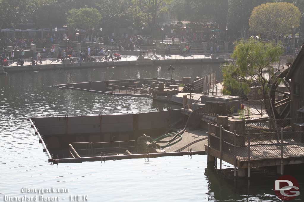 A look down from the Mark Twain at the fountain work.