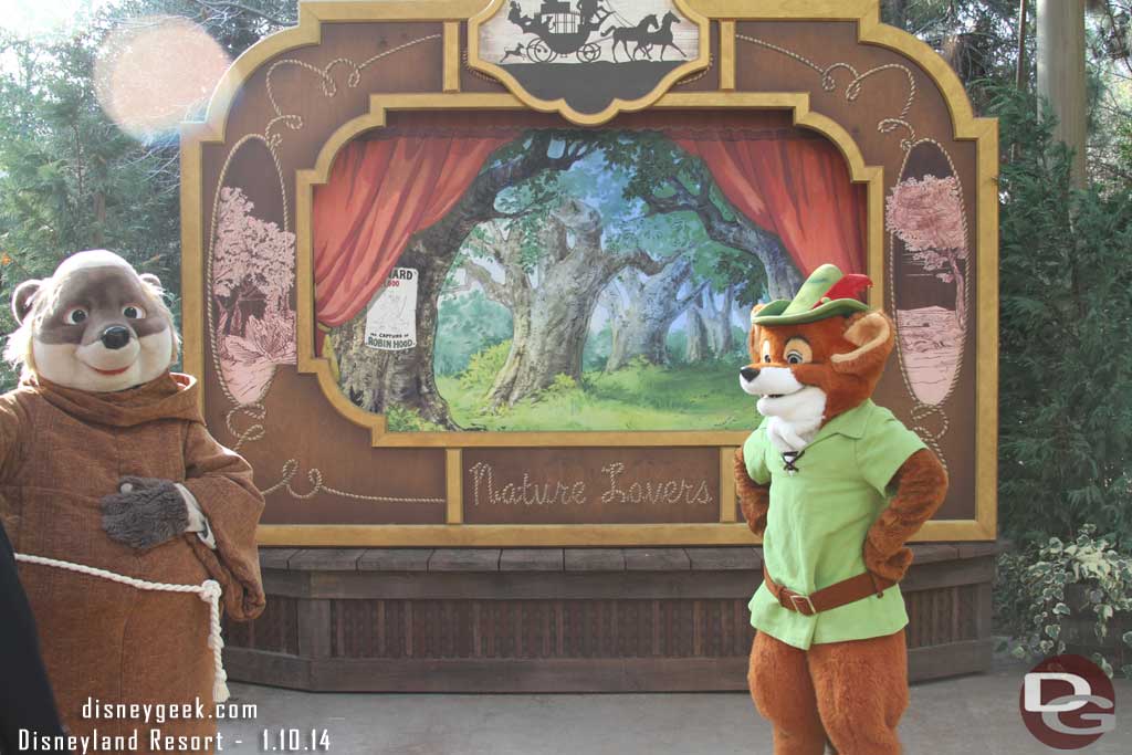 Robin Hood and Friar Tuck out for pictures at the Nature Lovers backdrop.