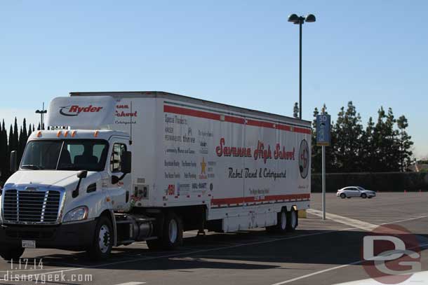 Guessing this was one of the performing arts showcase groups today, must be a large high school to have their own big rig trailer.