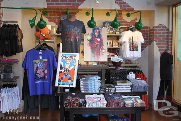 Marvel merchandise is front and center in D-Street.