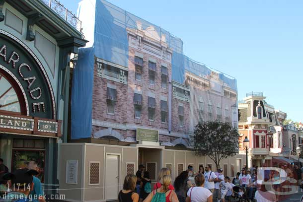 Work on the facade of the Fortuosity Shop is underway.  The store is open.