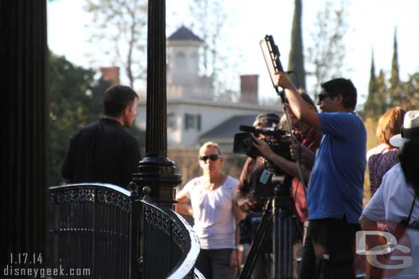 A TV channel doing some type of report, it was a CBS affiliate, said CBS 5 on his shirt.