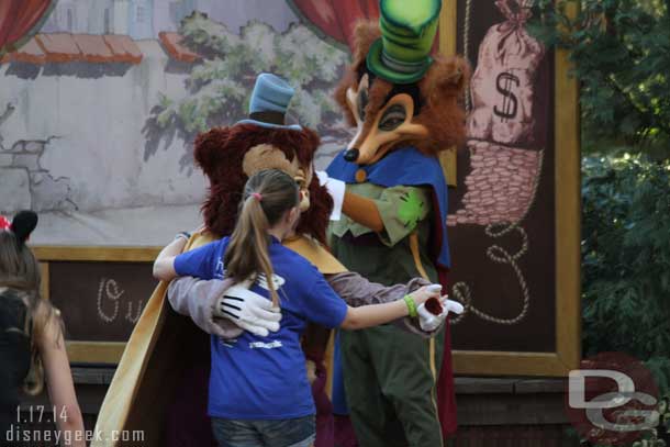 The characters were still taking time to interact, dance, and play with guests.  