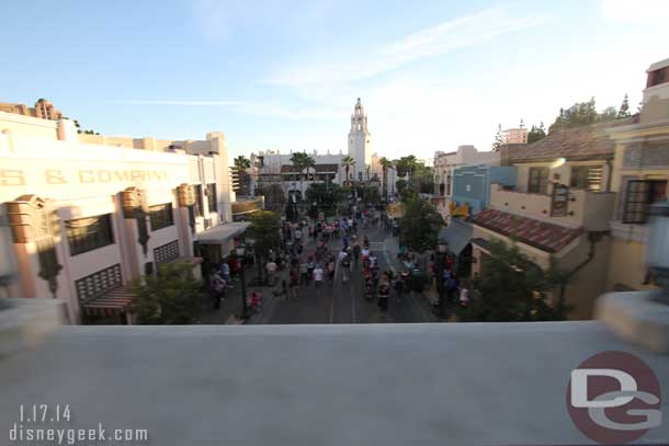 Went for a ride on the Monorail.  Passing over Buena Vista Street.