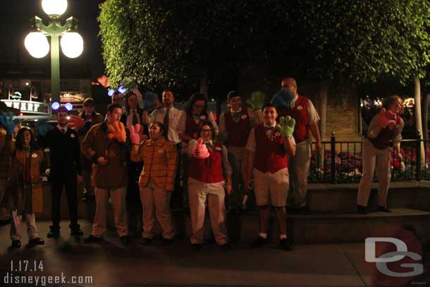 Cast Members waving good bye to everyone.  I always find this a bit odd.  Seems they should be helping with the traffic flow instead.  Or at least out in the crowd. Instead they were creating a bottle neck as guests like me stopped for pictures or others stopped to talk or wave.