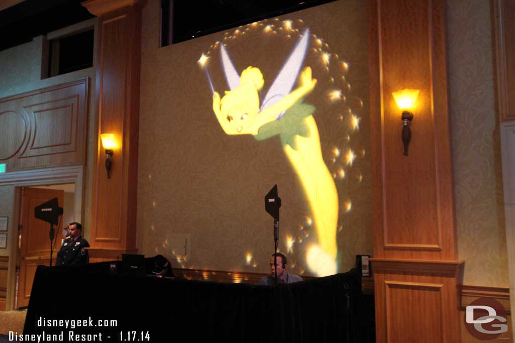 Tinker Bell was projected above the sound booth team.