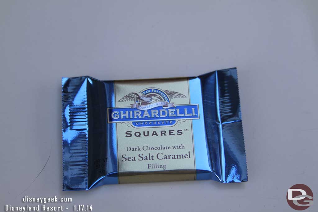 At Ghirardelli they were giving away dark chocolate today.