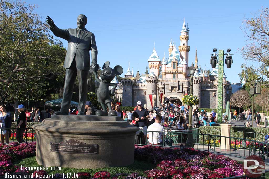 The snow has not melted on the Castle yet.  Also noticed a temporary light unit on the right, guessing for the races?