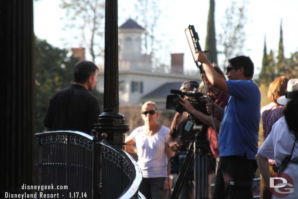 A TV channel doing some type of report, it was a CBS affiliate, said CBS 5 on his shirt.