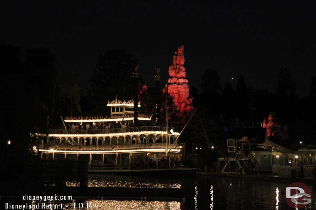 The Mark Twain with Big Thunder in the distance.