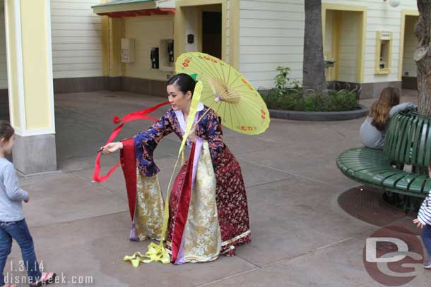 Some of the performers from the procession were out interacting with guests.