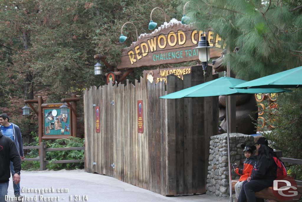 The Redwood Creek is still closed for work.  Through the trees you could see some scaffolding and workers, but nothing clearly or interesting.