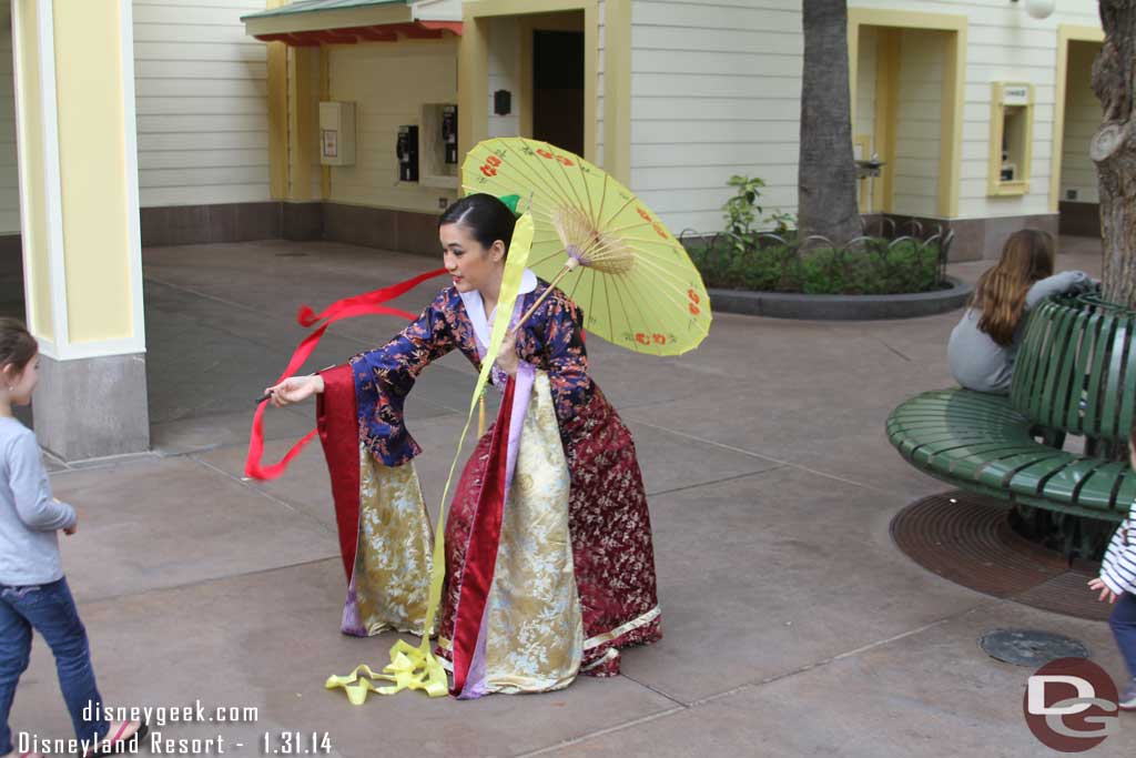 Some of the performers from the procession were out interacting with guests.