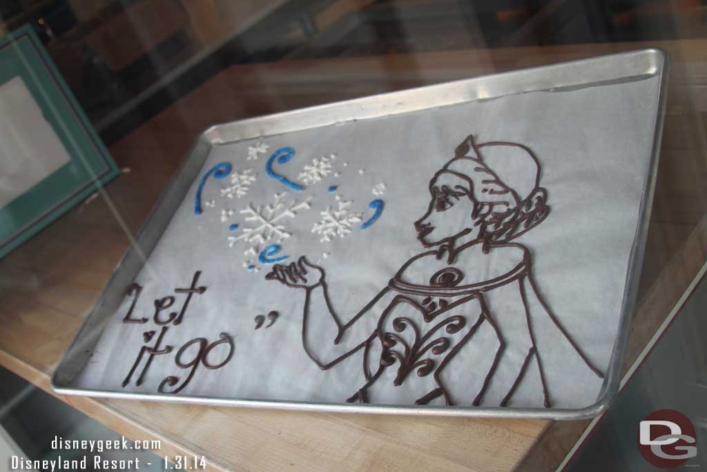 The Olaf chocolate art is gone and Let it Go is featured at Trolley Treats