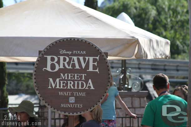 Was surprised by the posted wait for Merida.  With Small World closed and Magical Map going on as I walked by for her to have a 45 min wait seemed long.