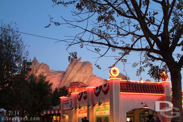 A look around Cars Land this evening.