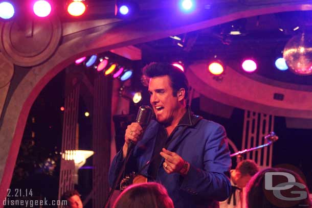 Elvis, Scot Bruce, was at the Tomorrowland Terrace (no food but good entertainment tonight).  FYI - Saturday the Beatles Tribute Band  A Hard Days Night is on the schedule.