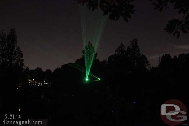 Watched Remember from the Pirates Bridge.  Most of the show was obscured thanks to the large trees.. but I was there for Fantasmic so it did not bother me.  The lasers during the Star Tours segment looked great.