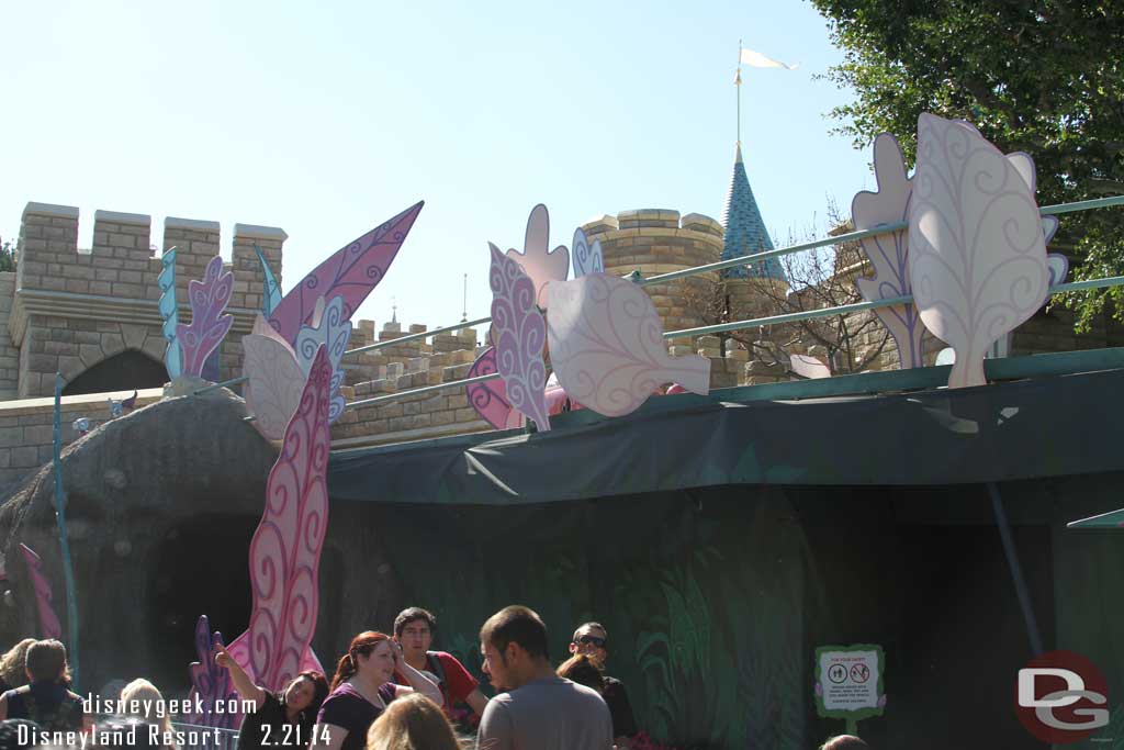 Looks like the work on Alice has been pushed.  The attraction is still open and the temporary rails are still there.. temporary being used lightly in this case because they have been there so long now.