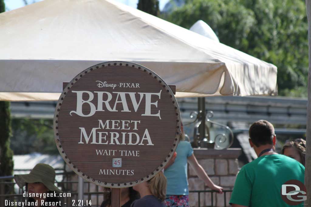 Was surprised by the posted wait for Merida.  With Small World closed and Magical Map going on as I walked by for her to have a 45 min wait seemed long.