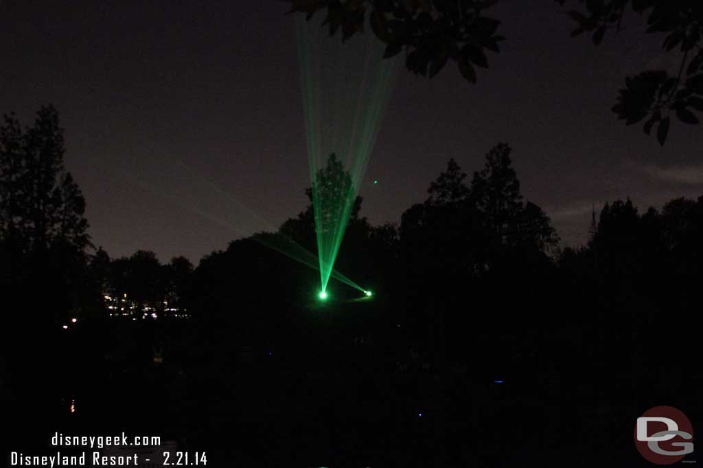 Watched Remember from the Pirates Bridge.  Most of the show was obscured thanks to the large trees.. but I was there for Fantasmic so it did not bother me.  The lasers during the Star Tours segment looked great.