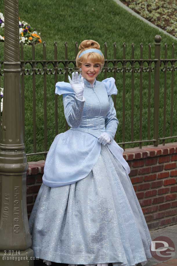 Cinderella was out greeting guests in her cool weather dress.  It was only in the 70s today.