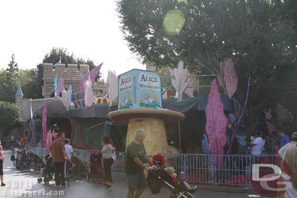 Alice in Wonderland closes Monday to finally fix the exterior portion of the track and remove the temporary structures.