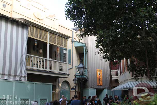 No real visible progress in New Orleans Square since everything is covered as they work on Club 33.