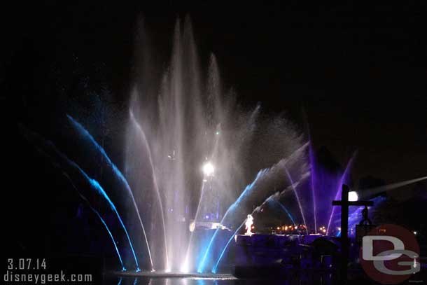 Time for Fantasmic! and a side view of the new fountains.