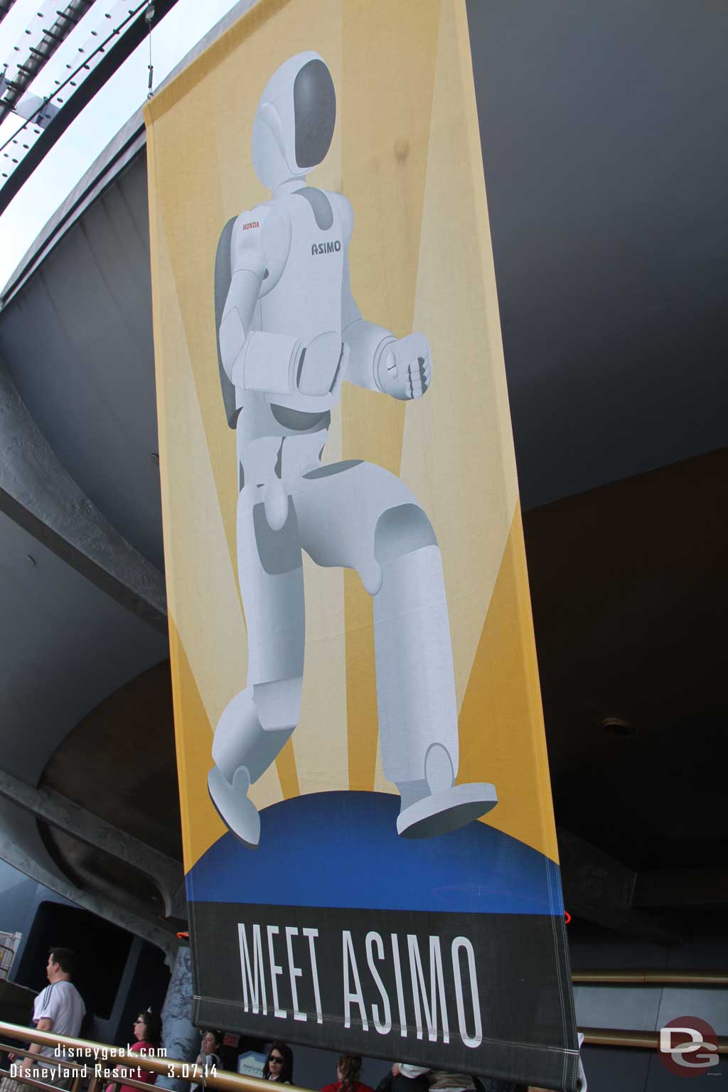 ASIMO still gets a banner, over near the Autopia side.